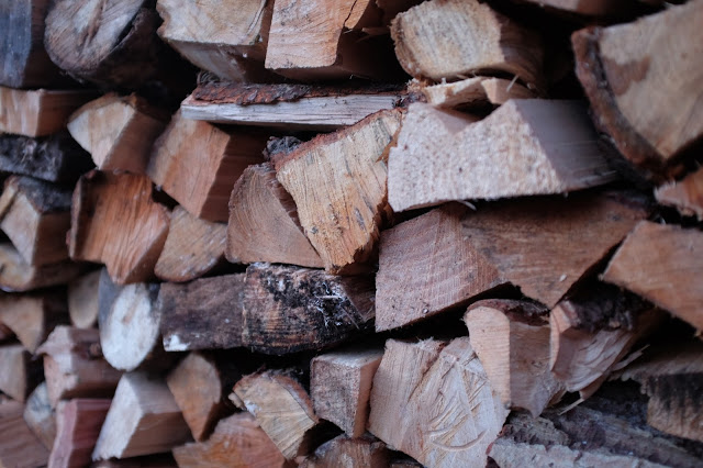 Winter logs stacked for the castle fire places. NC500 Castles