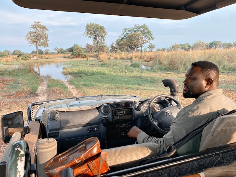 Rolling out, with Lesh, another of the sensational guides and trackers at Great Plains Conservation - Duba Plains Camp. Okavango Delta with Sandgrouse Travel